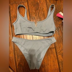 pacsun la hearts blue ribbed bikini size small